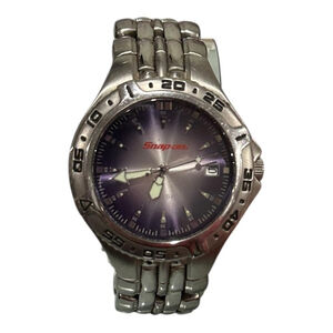 Fossil Snap-On Mens Watch 38mm Purple Dial Steel Diver 100M Sport PR-1487 Quartz